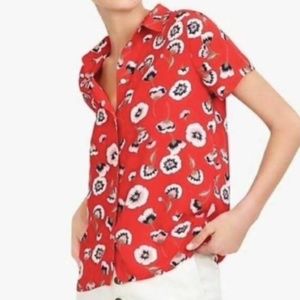 NWT J. Crew Factory Red Poppy floral button up